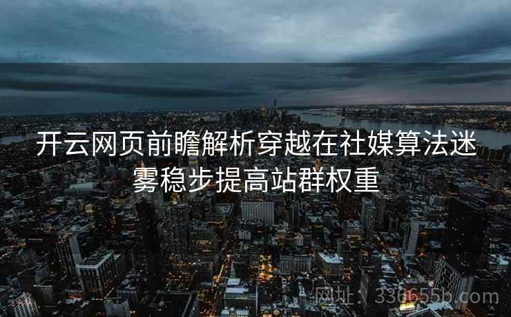 <strong>开云</strong>网页前瞻解析穿越在社媒算法迷雾稳步提高站群权重