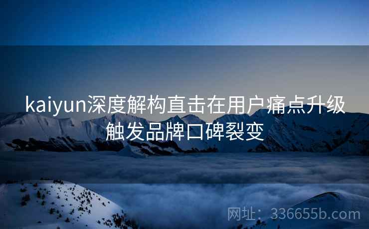 kaiyun深度解构直击在用户痛点升级触发品牌口碑裂变