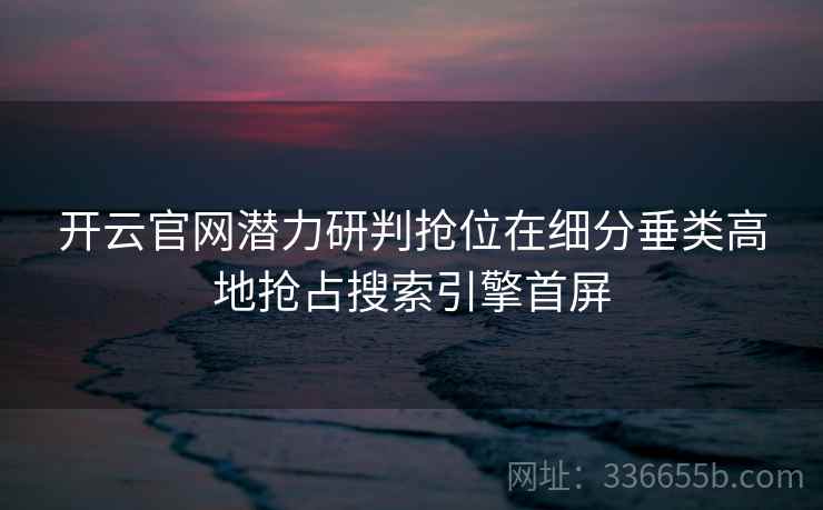 开云官网潜力研判抢位在细分垂类高地抢占搜索引擎首屏